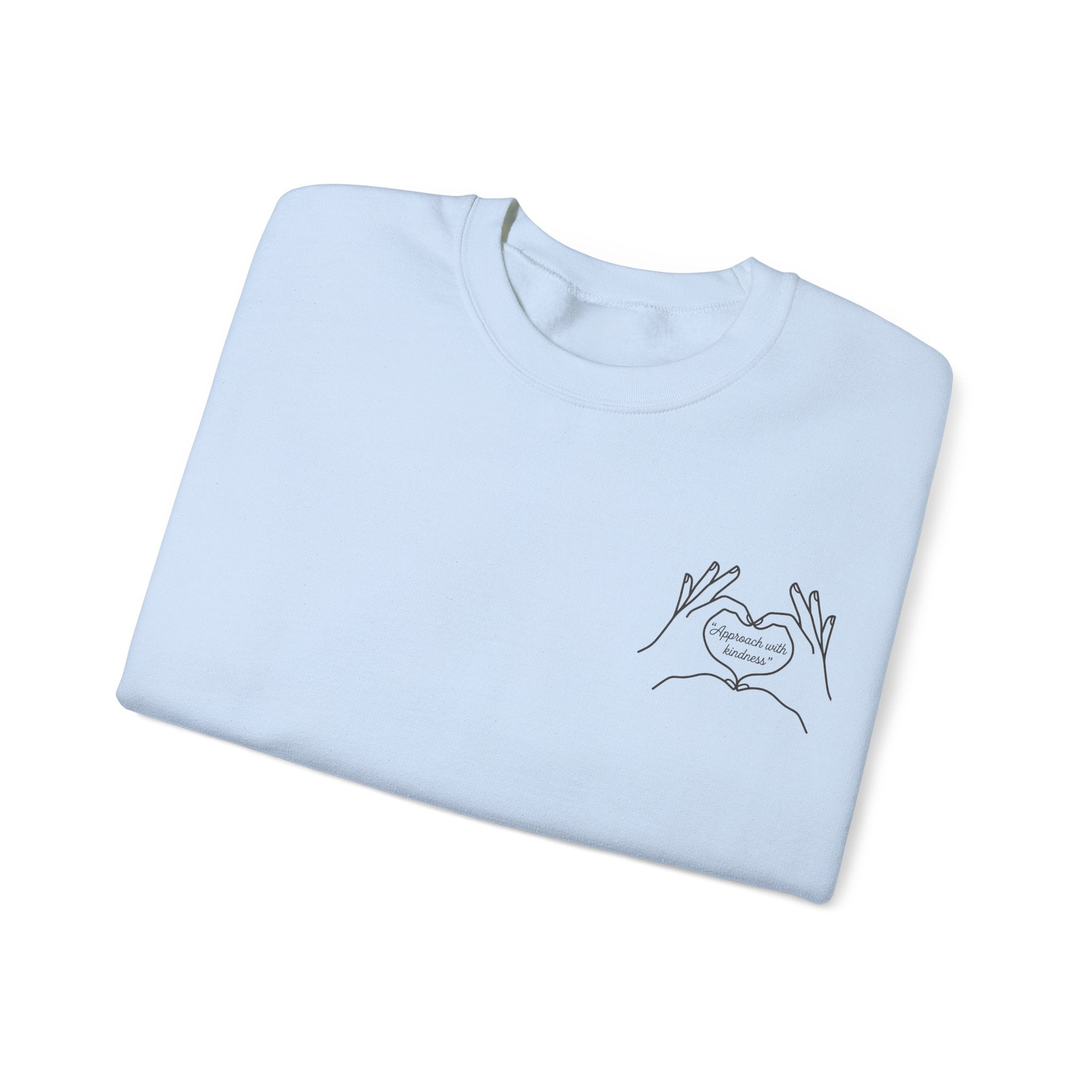 Approach with kindness Minimal Line Art Heart Hands Crewneck Sweatshirt