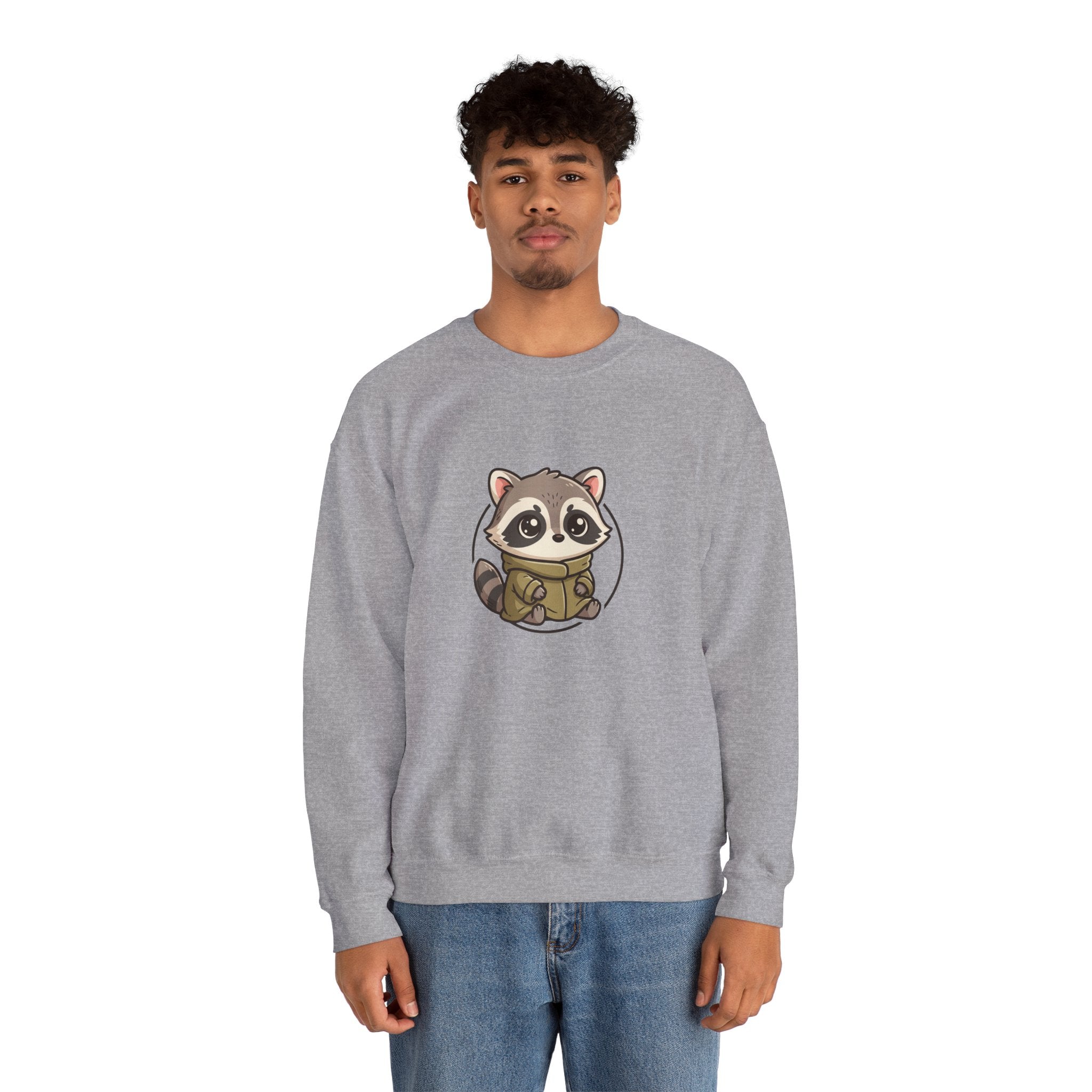 Cute Raccoon Crewneck Sweatshirt — Kawaii Woodland Animal Pullover