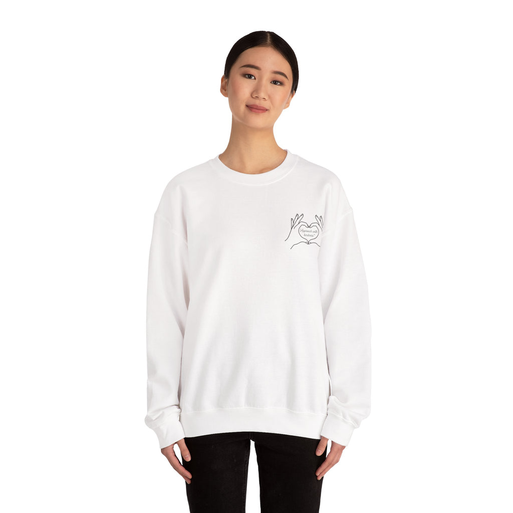 Approach with kindness Minimal Line Art Heart Hands Crewneck Sweatshirt