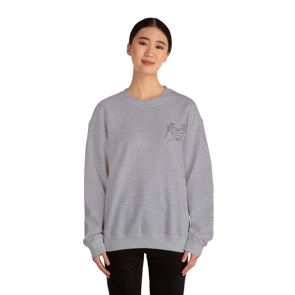 Approach with kindness Minimal Line Art Heart Hands Crewneck Sweatshirt